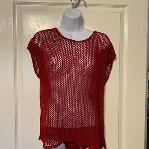 Red see through w sparkles cotton top